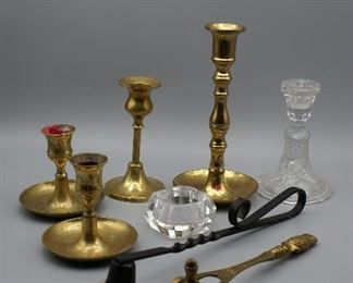 Candle holders and candle snuffers
