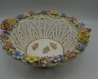 Handmade ceramic flower basket bowl
