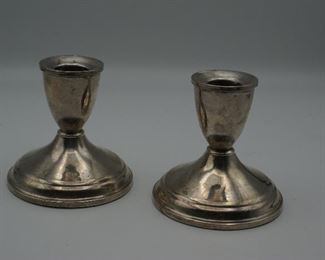 Sterling silver taper weighted candle holders x 2