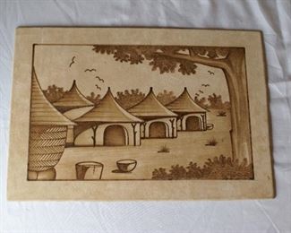 African suede carved picture