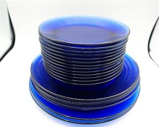 Blue Glass Plate Lot 