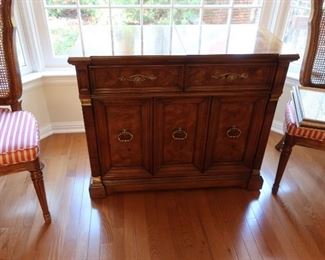 #1  white  server-matches  dining  room  set.   38 1/2"  x 19"   extensions  are  19 1/2"  each