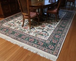 #2   Wool  oriental style  rug  with  pad   9  x  12      