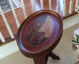 # 10  small oval  table  with  picture  on  top   20  x  13   