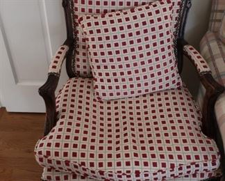 #27  vintage  chair  -red    square  pattern             