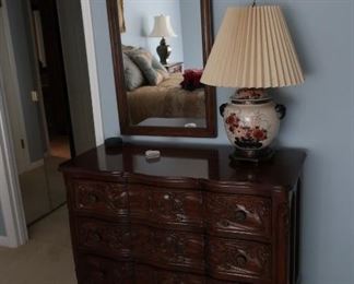 #49    Henredon    chest  and  mirror     Chest  is  43"  x  19".  Mirror  is  47"  x  22 1/2"     Pair   is  495.00