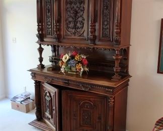antique -late  19th  c.  french style  cupboard-sideboard-server       84"  hgt    59"  wide     23"  deep