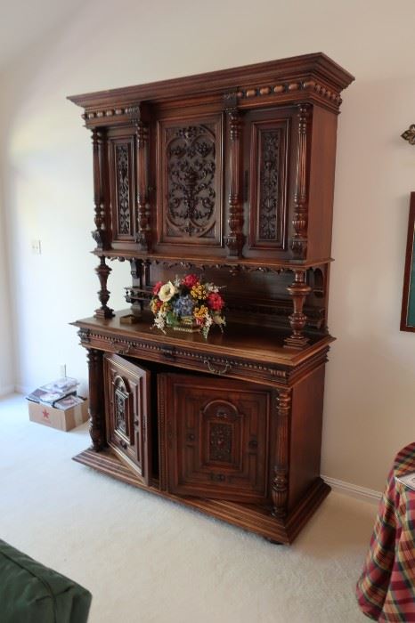antique -late  19th  c.  french style  cupboard-sideboard-server       84"  hgt    59"  wide     23"  deep