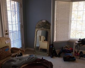 view  of  Master bedroom   and  designer  mirror