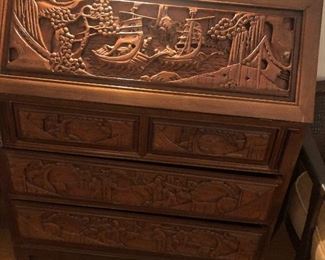 Antique carved desk $150
