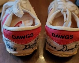 One of a kind Nike Baby Shoes Autographed by Vince Dooley and Ray Goff