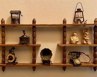 Miniatures on shelf.