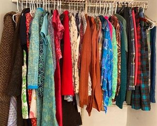 Another closet with women's vintage clothes.