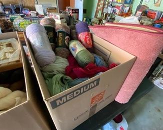 Boxes full of new, unused skeins of acrylic & wool yarn - all colors.