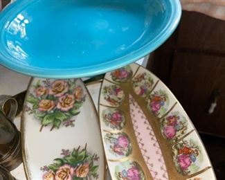 fiesta ware and pretty gold painted china