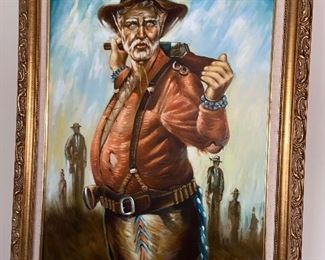 Cowboy painting signed S. Edmund $145