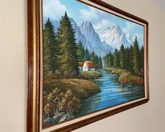 Landscape painting signed Campbell $125