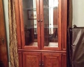 Lighted oak china cabinet