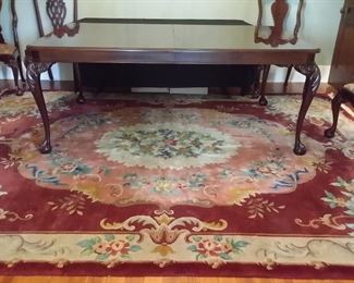 Hand woven cotton & wool rug done in a French Louis XV style Savonnerie design circa 1920   (9ft.  7in.  by  11ft.  2in.)  Beautiful rug in great condition.