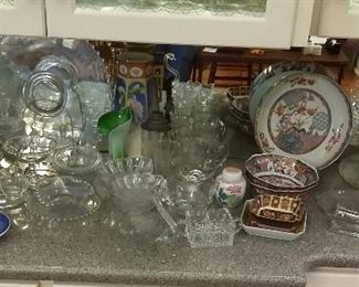 Candlewick pieces, crystal, vintage oriental bowls 