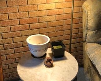 Round table with separate lamp