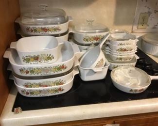 Kitchen - lots of great Corning ware pieces - extra lids
