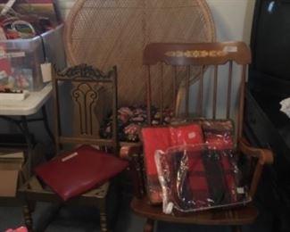 2 Rockers & wing back chair