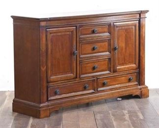 Glossy Chestnut Tone Multidrawer Dresser