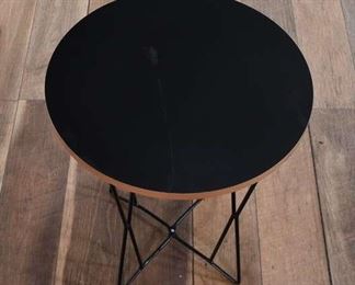 Black Top End Table With Intersecting Geometric Base