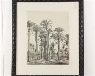 Black And White Sketch Palm Print In Patterned Frame