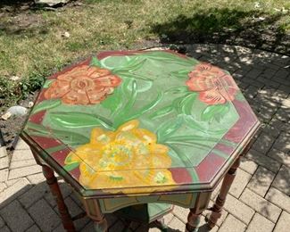 Painted floral octagonal table                                          325.00   30"h x 32" w