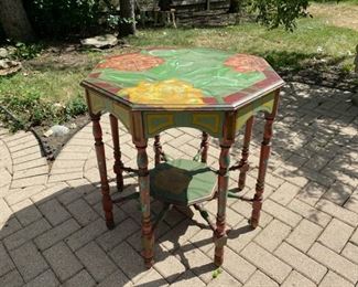 Painted floral octagonal table                                          325.00   30"h x 32" w