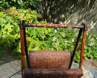 Antique wicker magazine rack			             150.00         22 1/2"h x 15"w x 9 1/4" d