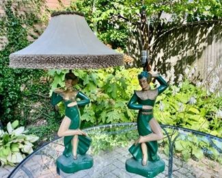 Pair Asian figural chalkware lamps          21"          225.00                