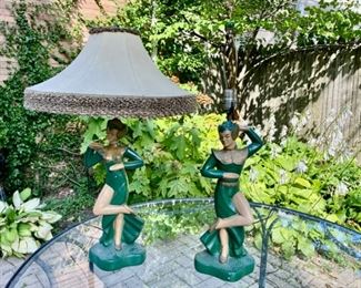 Pair Asian figural chalkware lamps       21"               225.00                