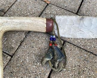 Bone and chipped stone knife    18 1/2"                