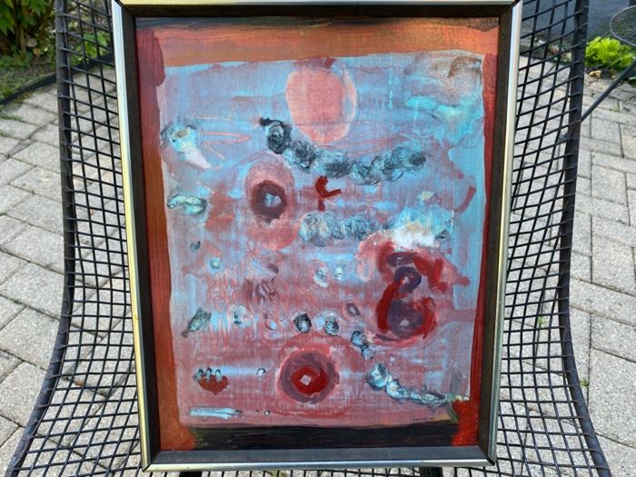 Andres Amodio  abstract painting   	285.00                frame size 15" x 12 1/2"     
