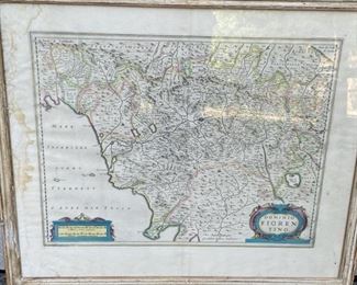 17th c. Map of Florence                                                          frame size 21"h x 25"w      water stains