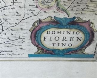 17th c. Map of Florence                                                           frame size 21"h x 25"w      water stains