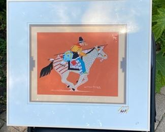 Susi Nagoda-Bergquist  “Kelox on Grey Buffalo Horse"   Gouache                                                                                650.00                			                                                                     frame size 17"h x 19 1/2"w