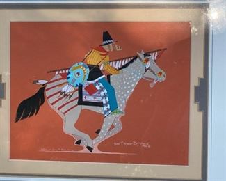 Susi Nagoda-Bergquist  “Kelox on Grey Buffalo Horse"  Gouache                                                                                650.00                			                                                                     frame size 17"h x 19 1/2"w