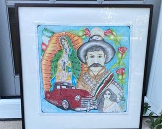 Prisoner artist "Tony"     painting on fabric            225.00    frame 21 1/2"h x 20"w       