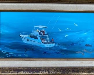 Painting of Boat signed Diana                                       150.00  frame size 14 1/4" x 20 1/4"