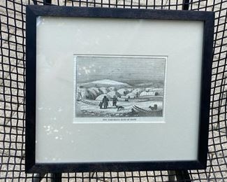 Engraving of Esquimaux village                                   85.00       frame size 10 1/2"h x 12"w