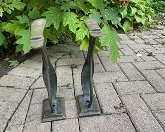 pair brass shoe forms 14"h                                              85.00