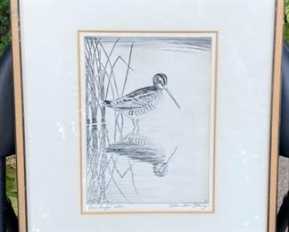Church Ettinger (1903- 1984) etching snipe