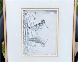 Church Ettinger (1903- 1984) etching snipe 	     