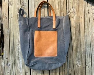 Fairchild Baldwin suede & leather bag                             14"h x 11"w    