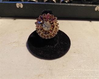 Purple Rhinestone Ring Adjustable $6.00