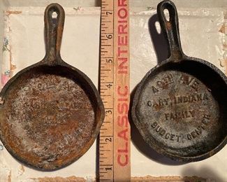 Cast Iron Gary Indiana 2 Cast Iron Small Advertising Pans $24.00 for both